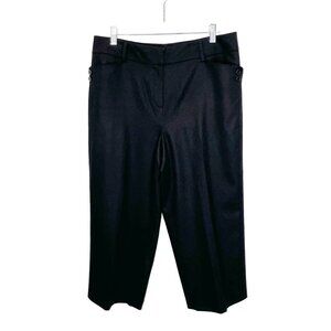 NWT Talbots Black Wool wide leg trouser Pants crop Size 12 Lined made in Italy